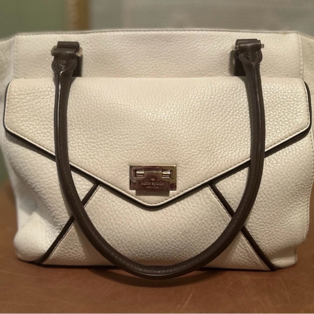 Kate Spade Cream Leather Johanna Wesley Saffiano Tote
